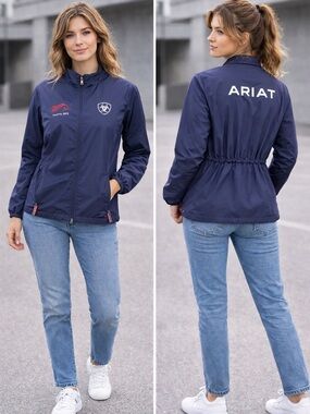 Ariat Navy Lightweight Zip Utility Jacket with White Back Logo